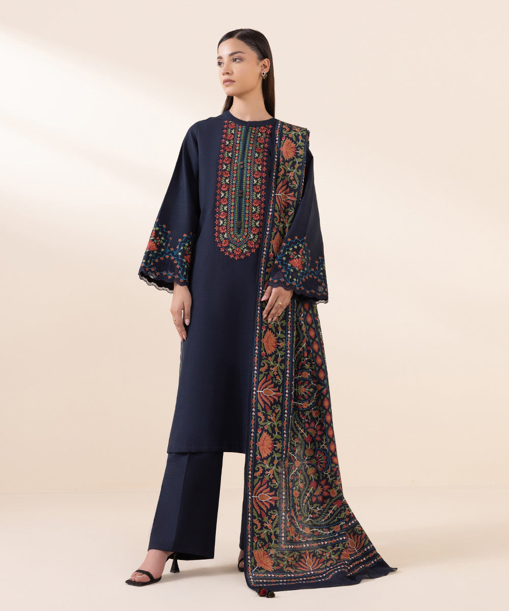 Lawn-3PC Embroidered with Digital Printed Jacquard Dupatta-5116