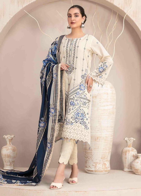 Dhanak-3PC Embroidered Shirt with Digital Printed Wool Shawl -438