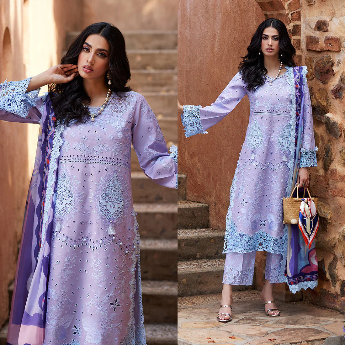Dhanak 3PC Chekankari Embroidered With Digital Printed Wool Shawl-109