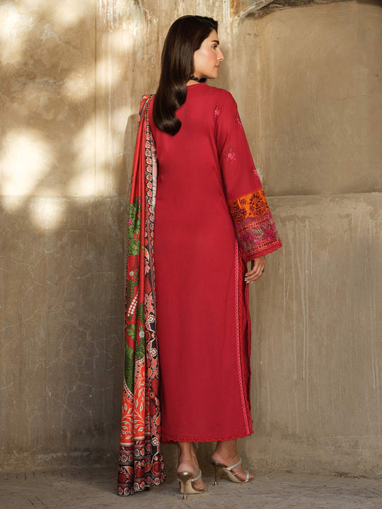 Dhanak-3PC Embroidered with Digital Printed Wool Shawl-3350