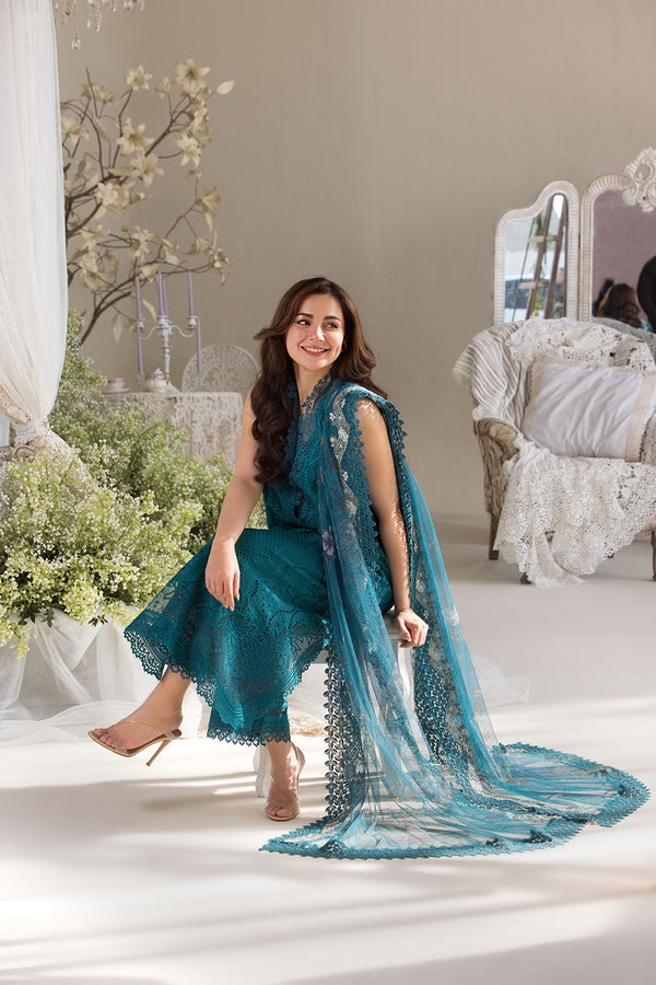 Dhanak-3PC Embroidered Shirt with Digital Printed Embroidered Dupatta-3359