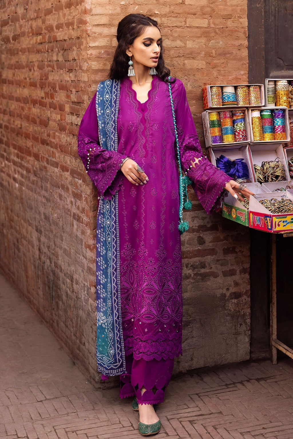 Lawn-3PC Embroidered Shirt with Digital Printed Jacquard Dupatta-1205