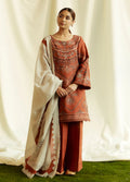 Dhanak 3PC Embroidered Shirt With Digital Printed Shawl-280