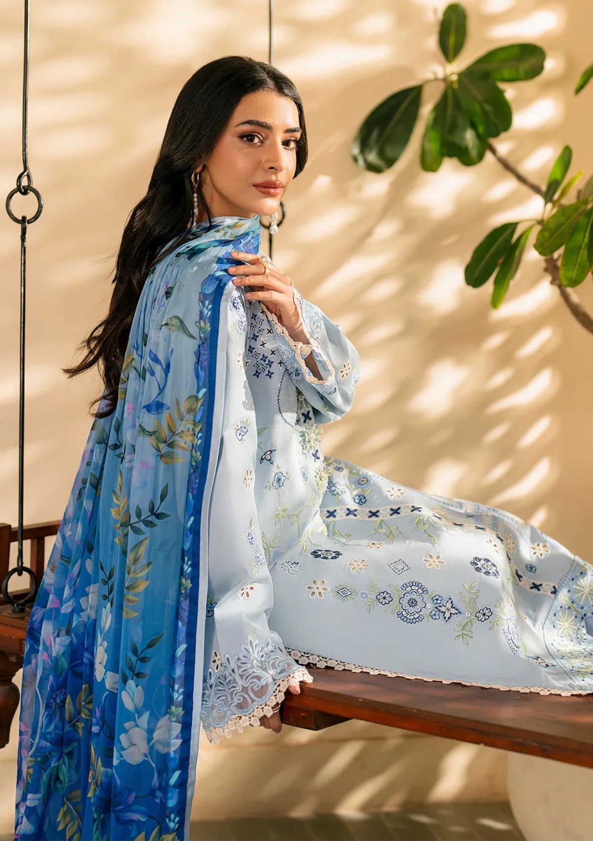 Lawn-3PC Embroidered with Digital Printed Jacquard Dupatta-5200